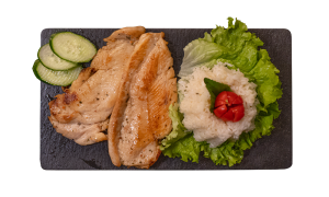 Стек и ориз со салата